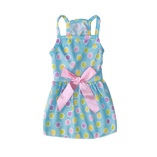 

Платье для домашних животных в клетку с принтом в горошек и бантом, декор с квадратным воротником, летняя одежда для котят, наряды для собак L синий