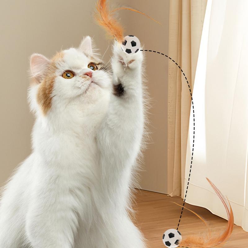 Cat Feather Ball 3-Pieces Feather Rolling Ball Toys For Indoor Cats Pet Interactive Bouncing Game For Patio Garden Backyard Home