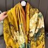 Lijin Satin Surface Simulation Silk Large Silk Scarf Scarf Women's Spring and Autumn Outer Wear Winter Korean Version Fashion Printing Versatile Shawl