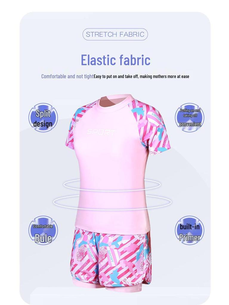 „Übergröße Schnelltrocknender Mädchen-Badeanzug-Set“
