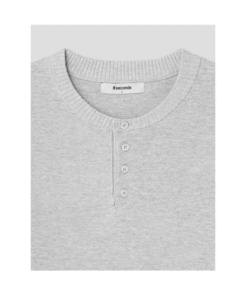 8seconds Henley Neck Knit Pullover Light Gray