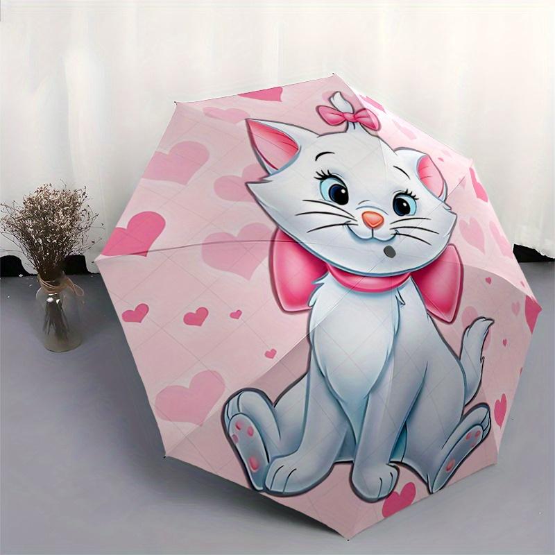 1pc Adorable Marie Cartoon Umbrella, Portable 3-Fold Compact Umbrella, Suitable for Camping, Hiking and Travel, Ideal Easter Birthday Gift f