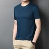 Léto Nové tričko Mulberry Silk Pánské tričko korejského stylu s krátkým rukávem Ležérní Tenký Mládež Jednobarevné Pánské tričko s kulatým výstřihem