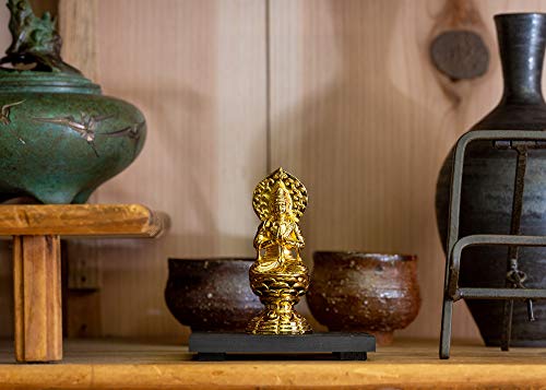 Klein 6,8cm (vergoldet/24 Karat Gold) Buddhistische Statue von Keishu Watanabe. Originalmodell (im Jahr des Pferdes geboren). Schutzgottheit des Tierkreises. Takaoka
