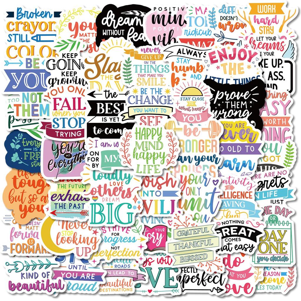 200 Creative Illustrations In English Motivational Passionate Phrases Stickers Decorative Folders, Pencil Case Refrigerators