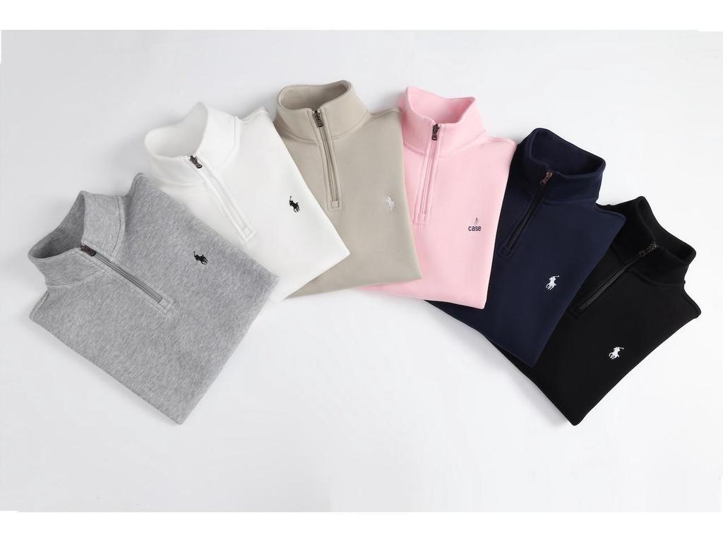 RL Pony Polovičný zips Vyšívané polo tričko - Jednoduchá nadrozmerná voľná hrubá mikina pre páry