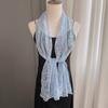 Elegant Embroidery Wide Version Lace Streamer Temperament Pearl Scarf Spring and Autumn Thin Shoulder Decorative Silk Women