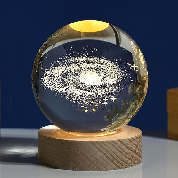 Lampe Boule de cristal à LED motif voie lactée Veilleuse Astronomie