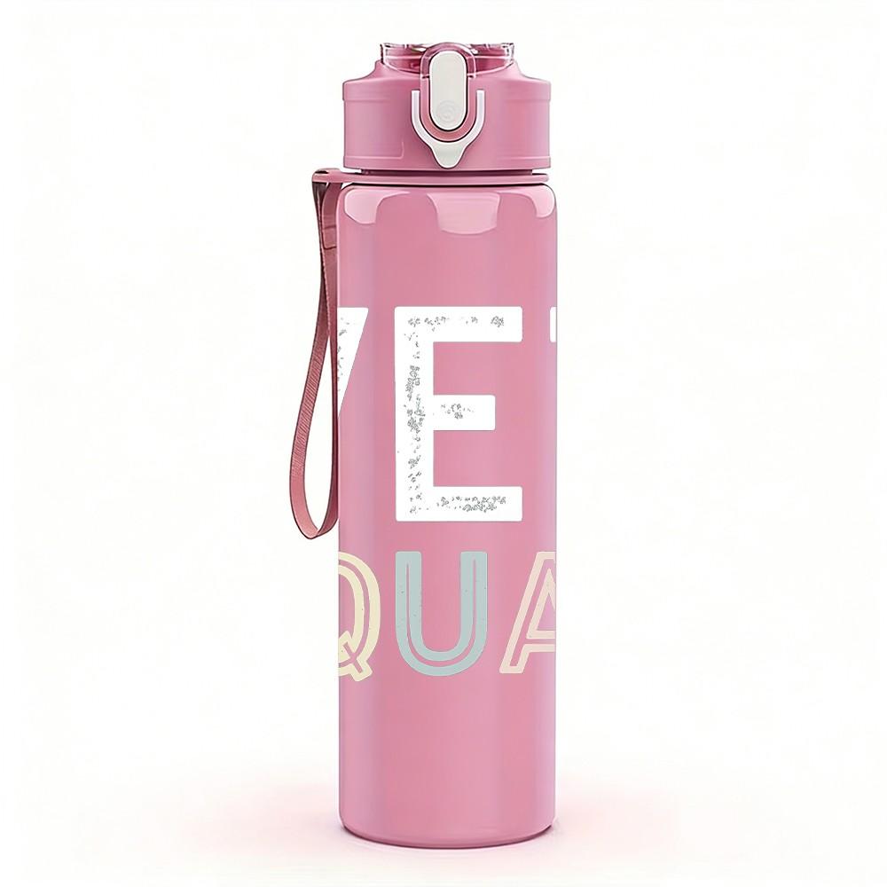 1PC Vet Squad Retro Letter Text Print 750ml Color Plastic Sports Water Bottle Leakproof Flip Straw Lid Suitable for Sports Office Home Use