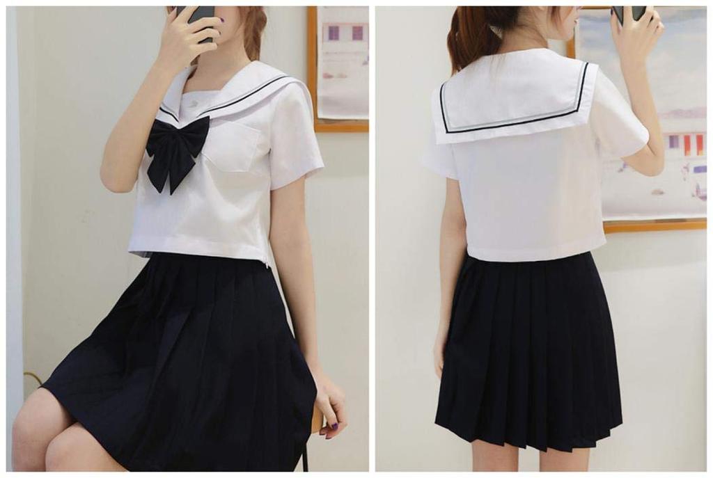 Aculldo Sailor Short Sleeve and Long School High School Girl JK Two Authentic Plus Size Sleeve Uniform, Sleeve, Girls' Uniform, Uniform, 3-Piece Set,
