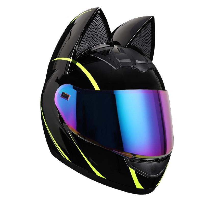 Motorcycle helmets men's and women's winter warm full helmets personalized cat ears electric vehicle helmets hard hats