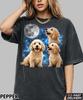 Retro Goldendoodle Howling Moon Graphic T-Shirt,Dog Owner Gift,Dog Moon Shirt,Funny Dog Tee,90s Full Moon Dog Shirt,Weird Pet Shirt