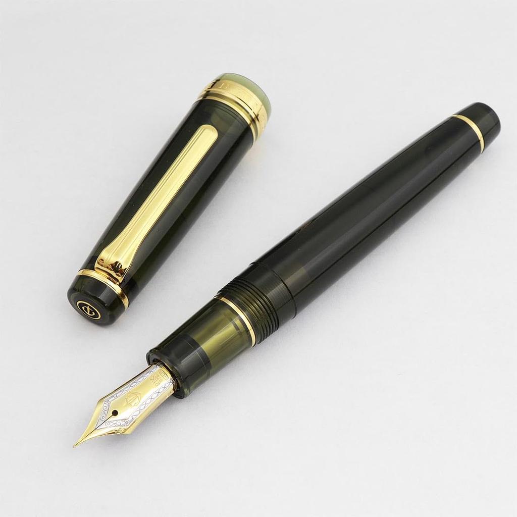 WANCHER Limited Edition SAILOR Original Professional Gear Champagne Dark Green 21K Gold Fountain Pen (Medium Nib)
