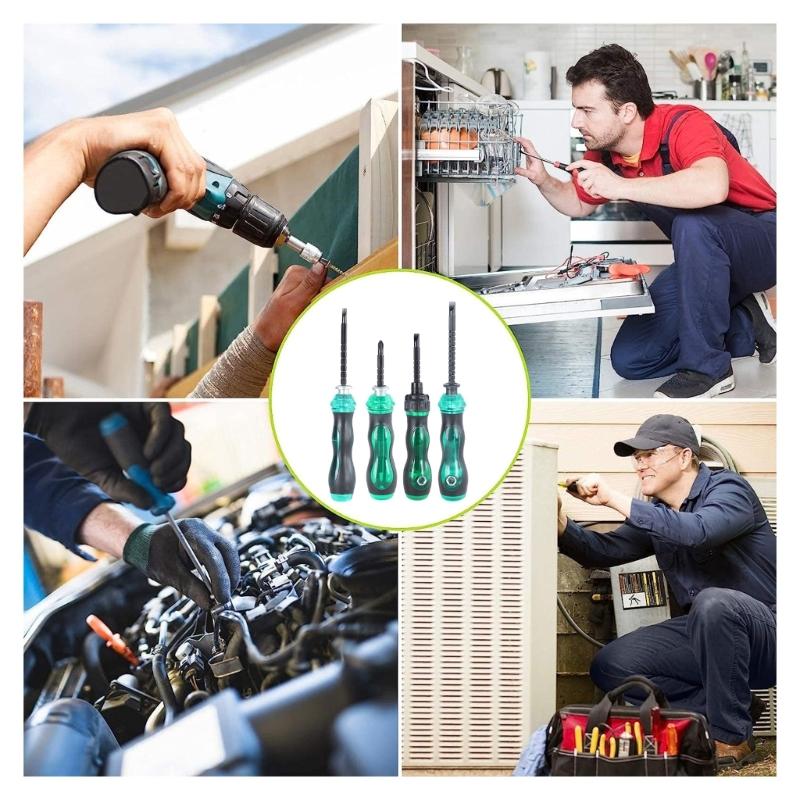 Multifunctional Ratchet Screwdriver Double Purpose Telescopic Screwdriver Woodworking Household Repair Hand Tool