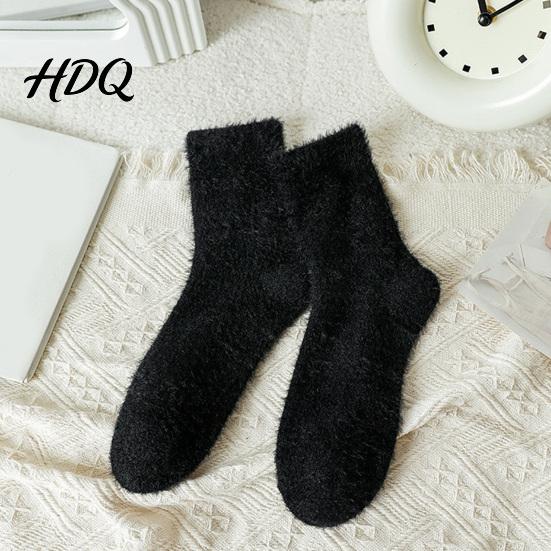 Gemütliche Plüsch Thermo-Strumpfhosen Verdickte Imitation Nerz Samt Socken für Damen Weiche Socken Winter Strapazierfähig Waschbar Warm Einfarbig Zuhause Innen