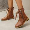 Martin Boots Autumn and Winter Flat Large Size Belt Buckle Low Heel Short Boots Women