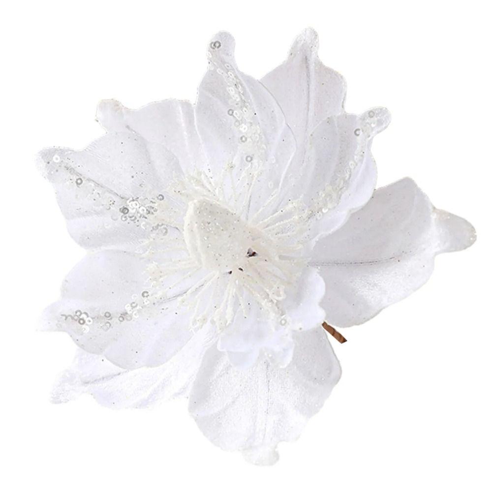 

Многослойный Имитированный Рождественский Цветок Тканевые Рождественские Украшения Подвески в виде Рождественских Цветов Сад белый