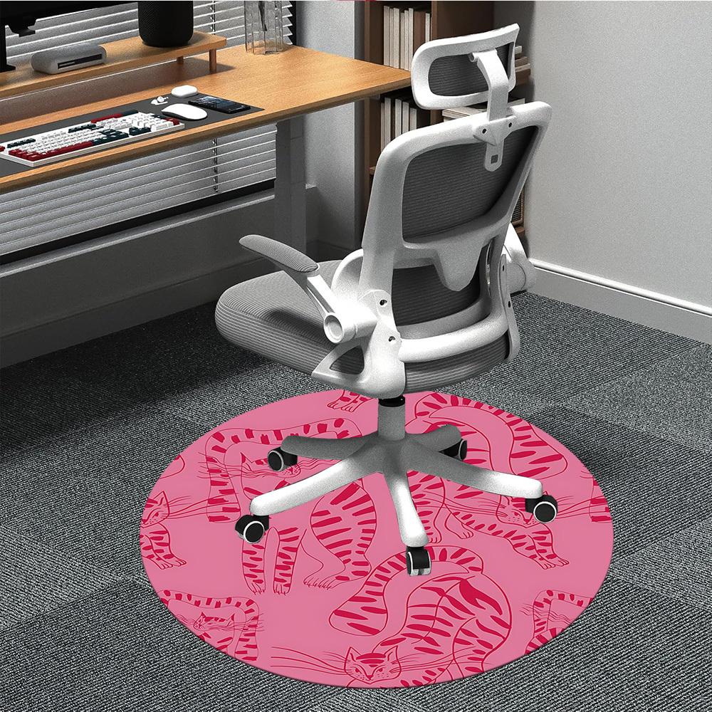 

1PC Pink Zebra Pattern Office Round Area Rug, Indoor Mat Suitable For Office, Under Office Chairs Bedroom Living Room Home Decor, Room Deco 142 80cm by 80cm