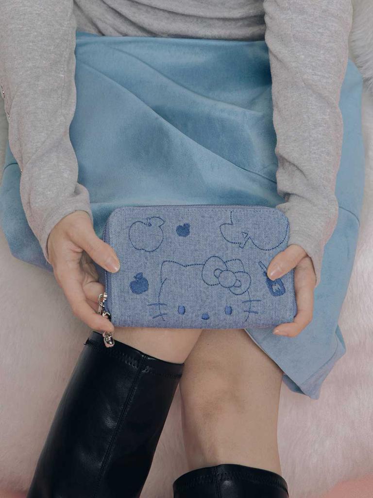 Joseph&Stacey Denim Travel Cross Wallet Hello Kitty Washed Blue