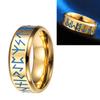 Men Titanium Steel Ring Engrave Gold Luminous Fashionable Glossy 18.2mm Inner Diameter Ring
