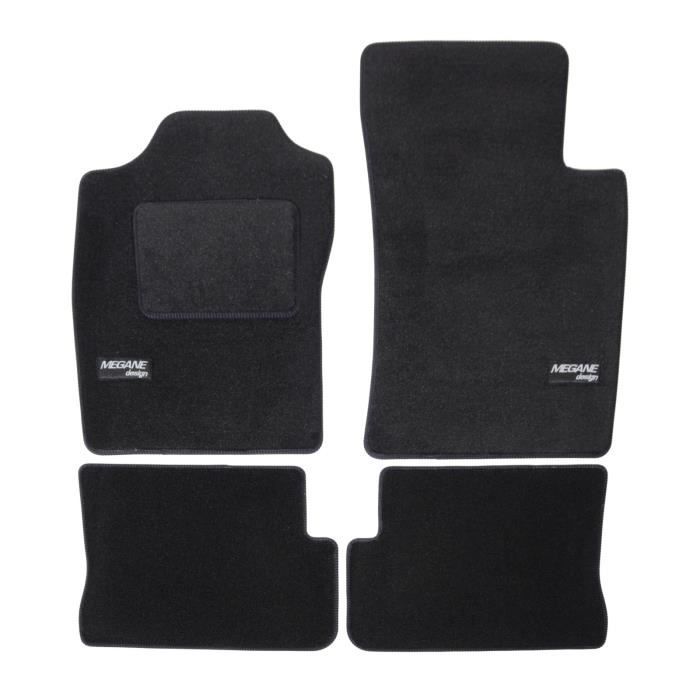 Tapis De Sol - J&J AUTOMOTIVE - Renault Megane 1995-2003 - Velours Noir - Imperméable - Antidérapant