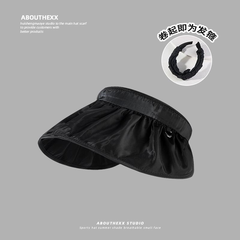 Women's Sun Hat 2024 New Arrival UV Protection Summer Sun Hat Shell-Style Open-Top Hat Face-Covering Wide-Brimmed Headband Hat