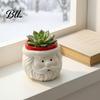 Christmas Themed Desk Accessory Cute Santa Claus Resin Flowerpot, Decorative Desktop Window Sill Decoration Planter, Hand Painted Container for Indoor