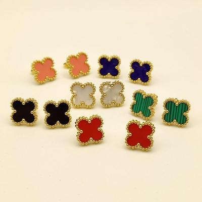 Fashion Titanium Steel Four-Leaf Clover Earrings Net Red Celebrities With The Same Earrings Temperament Sweet Ladies Earrings