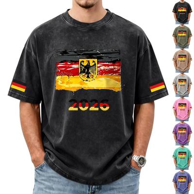 Men's Casual Short Sleeve T Shirt Crew Neck Germany Flag Graphic Print 2026 Supporter Fan Apparel Washed Fabric