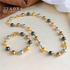 Elegant Design Mixed Color Pearl Metal Buckle Beads Necklace For Women's Sexy Collarbone Chain Luxury Set Jewelry Accessories