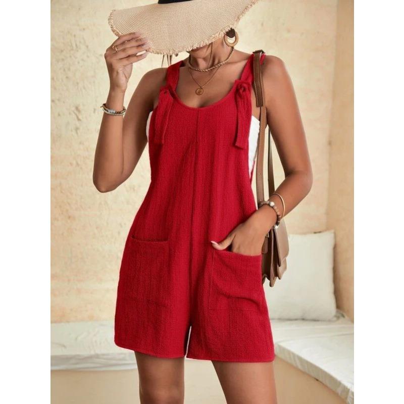 Women's Style, Light Green, Jumpsuit, Adjustable Shoulder Straps, Double Pockets, Summer, Casual, Sleeveless, Jumpsuit