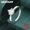 Silver, Four-Prong Round Zircon Ring (7-10#), Delicate And Elegant Design, Perfect For Women'S Engagement Jewelry