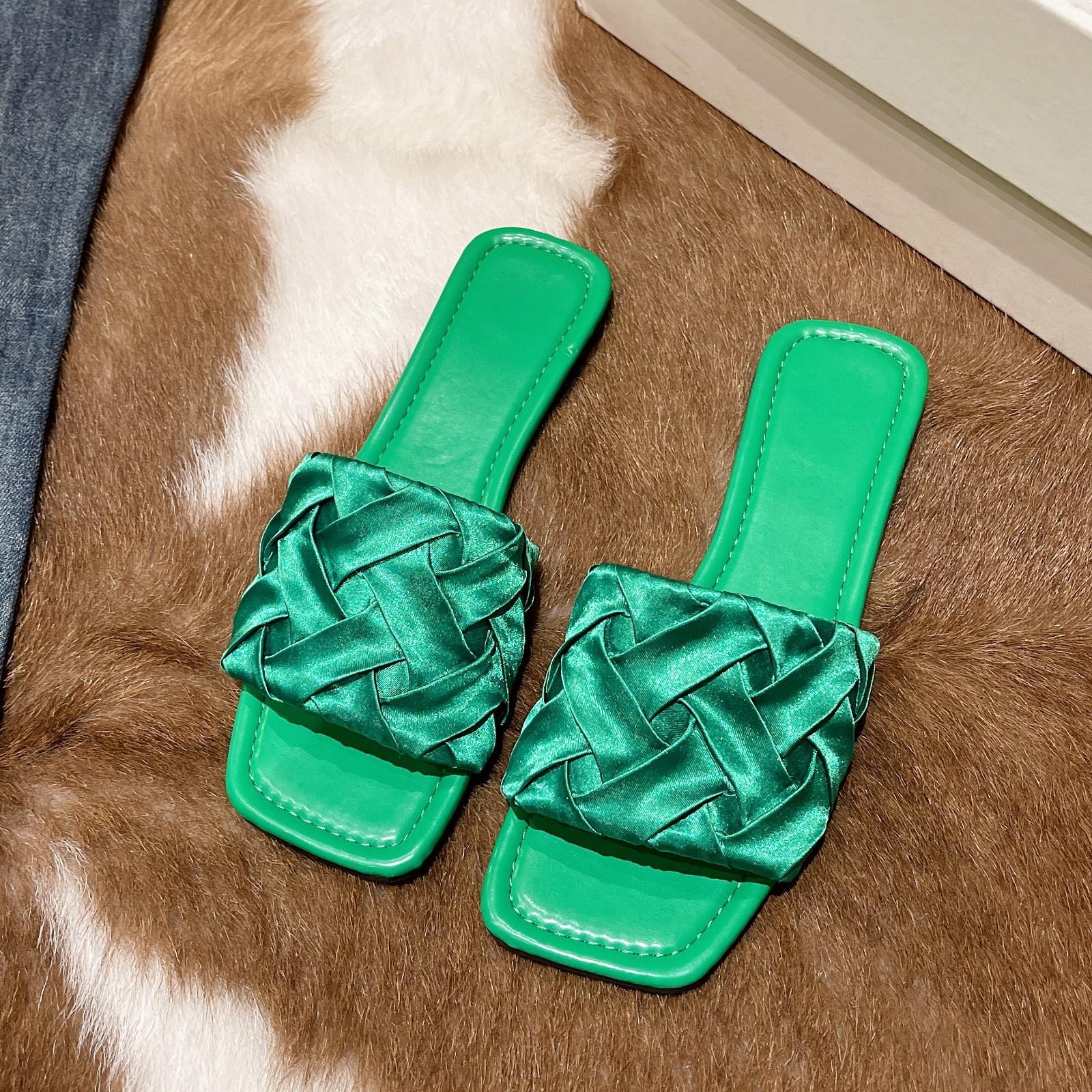 

Женские шлепанцы Женские летние новые туфли-лодочки в стиле феи 2024 года для удобной пляжной обуви 43 зелёный