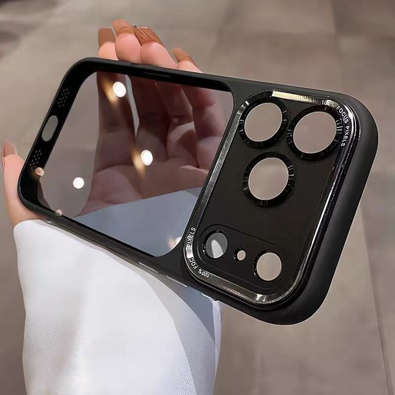 For iPhone 17 Air Orange Bumper Semi Transparent Back Shell Luxury Phone Case Cover for Apple 11 12 13 14 15 16 17 Pro Max