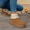 Fashion Fashionable Thickened  Short Boots Women's Winter Round Top Solid Color New Comer Cotton Shoes  Base Rubber Sole  Size 35-40