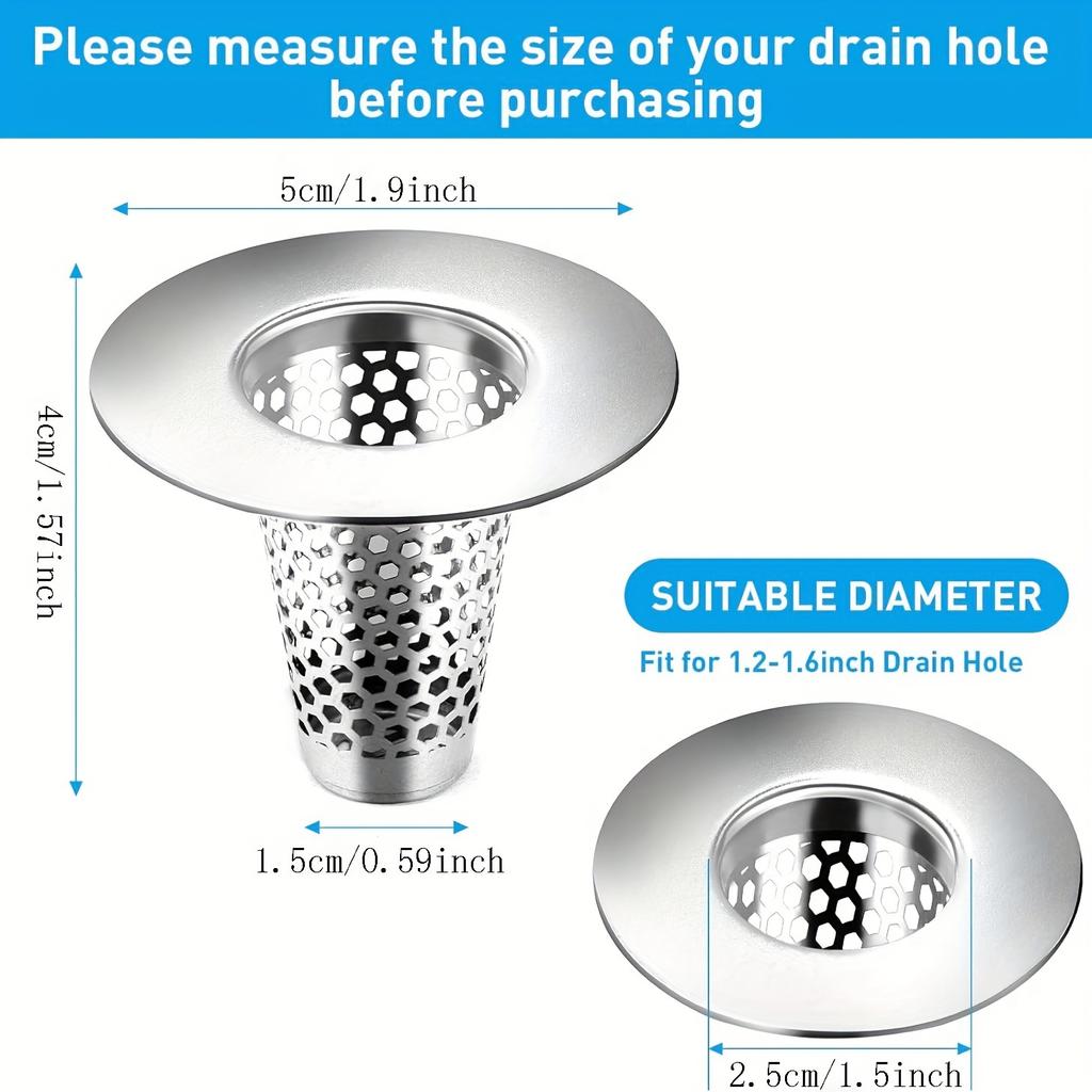 Badezimmer Waschbecken Abflusssiebe, 1" Klein Konisch Premium Edelstahl Porös Haarfänger, Abflusssieb, Passend für 1.20"-1.60"