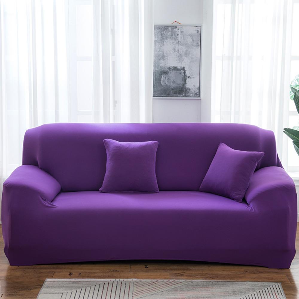 Elastic Sofa Slipcover Full Protection Pure Color Stretchable Fabric Single Double 3 4 Seater Sofa Set