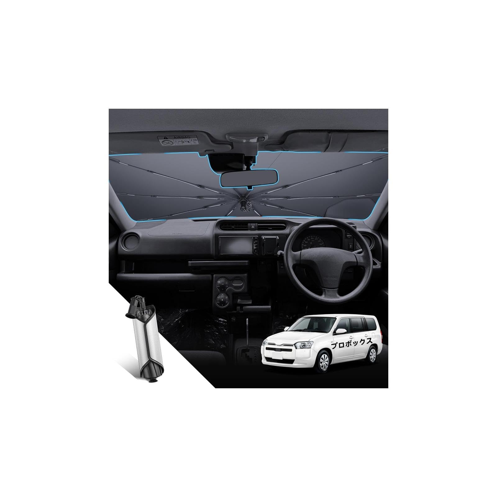

LANTU Evolution Heatwave Специальный зонт для Toyota Probox 160 серии Крепление на присоске Внутренний передний Защита от жары Probox 160 серии УФ Индивидуальный Автомобильный Кемпинг чёрный