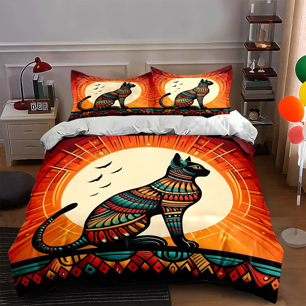 Stylized cat silhouette. Bedding Duvet cover sets Duvet covers Pillowcases gifts (1 * Duvet Cover 2 * Pillowcases, without duvet insert)
