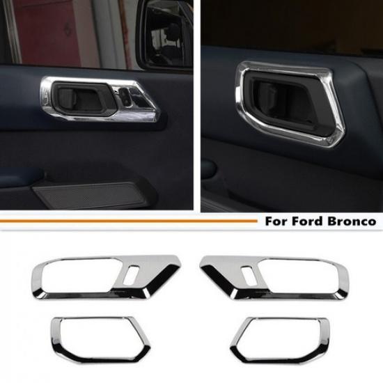 Fit For -2024 Ford Bronco ABS Chrome Interior Door Handle Bowl Cover Trim 4P