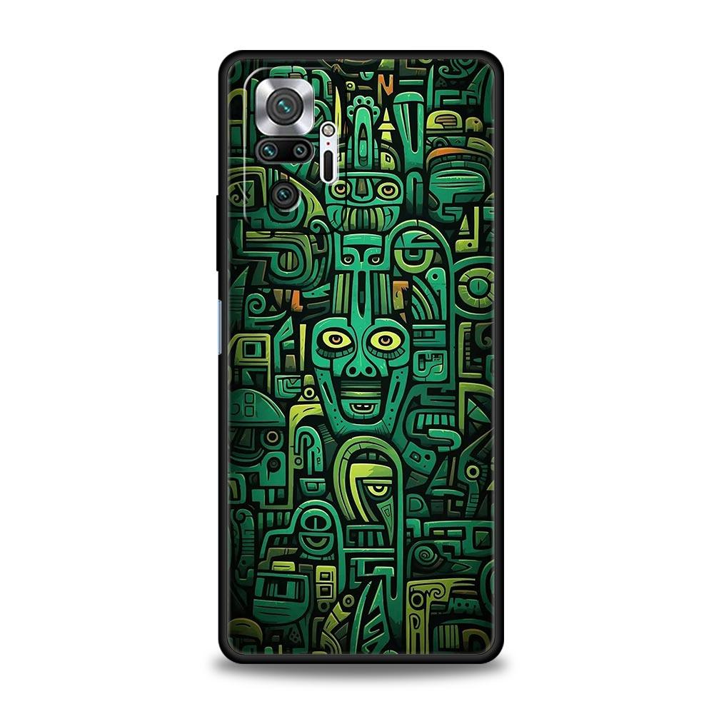 Vintage Totem Painting Phone Case Cover for Redmi 14C 10C Note 15 14 13 12 10 11 K40 Pro Plus 5G Shockproof Soft TPU Shell Bags