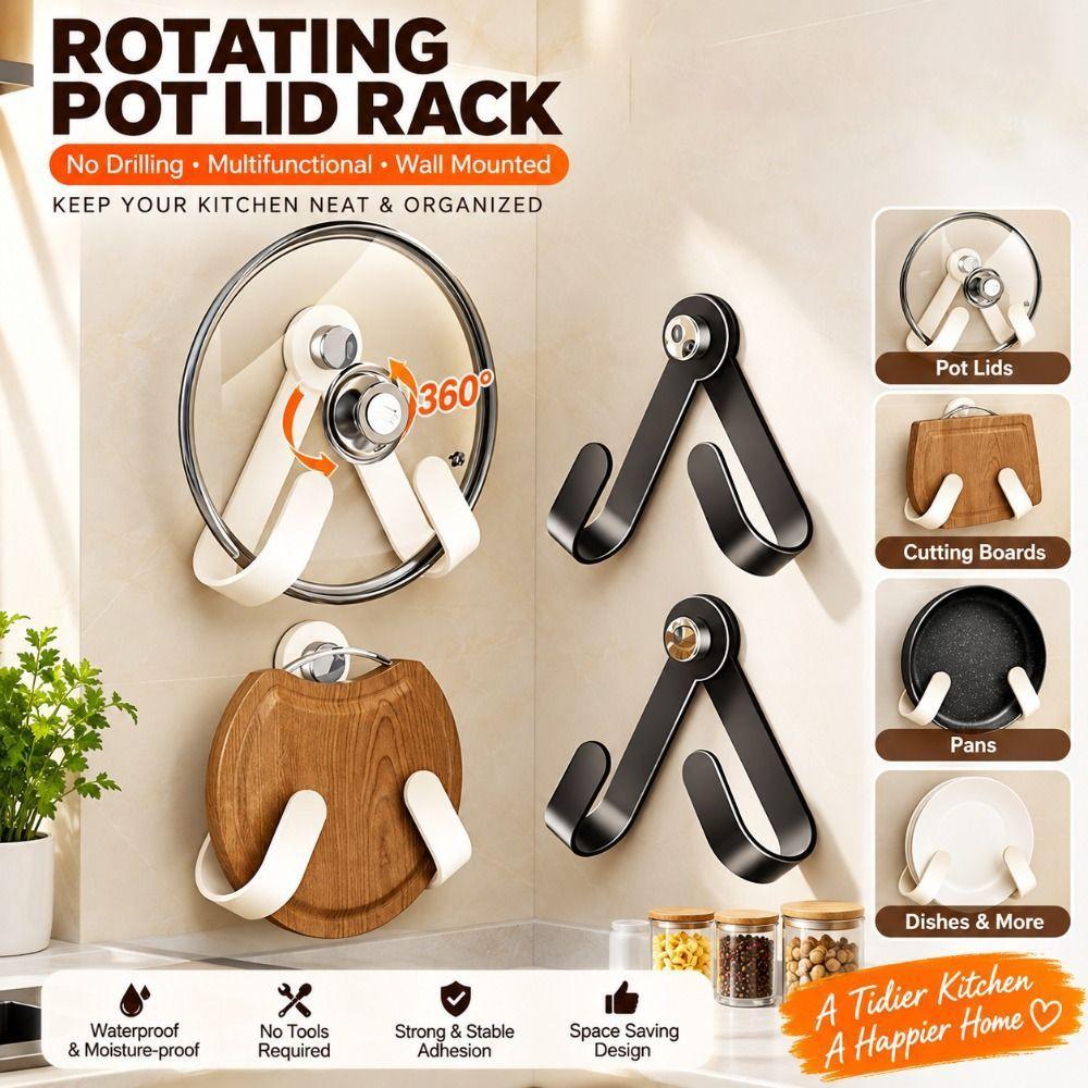 Adjustable Wall Mounted Pot Lid Rack Heavy Duty Pot Lid Holder Kitchen Storage Rack Home Use