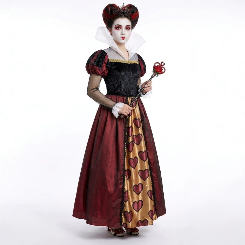 S-XXL Halloween Alice in Wonderland Red Queen cos costume, Queen of Hearts stage play costume