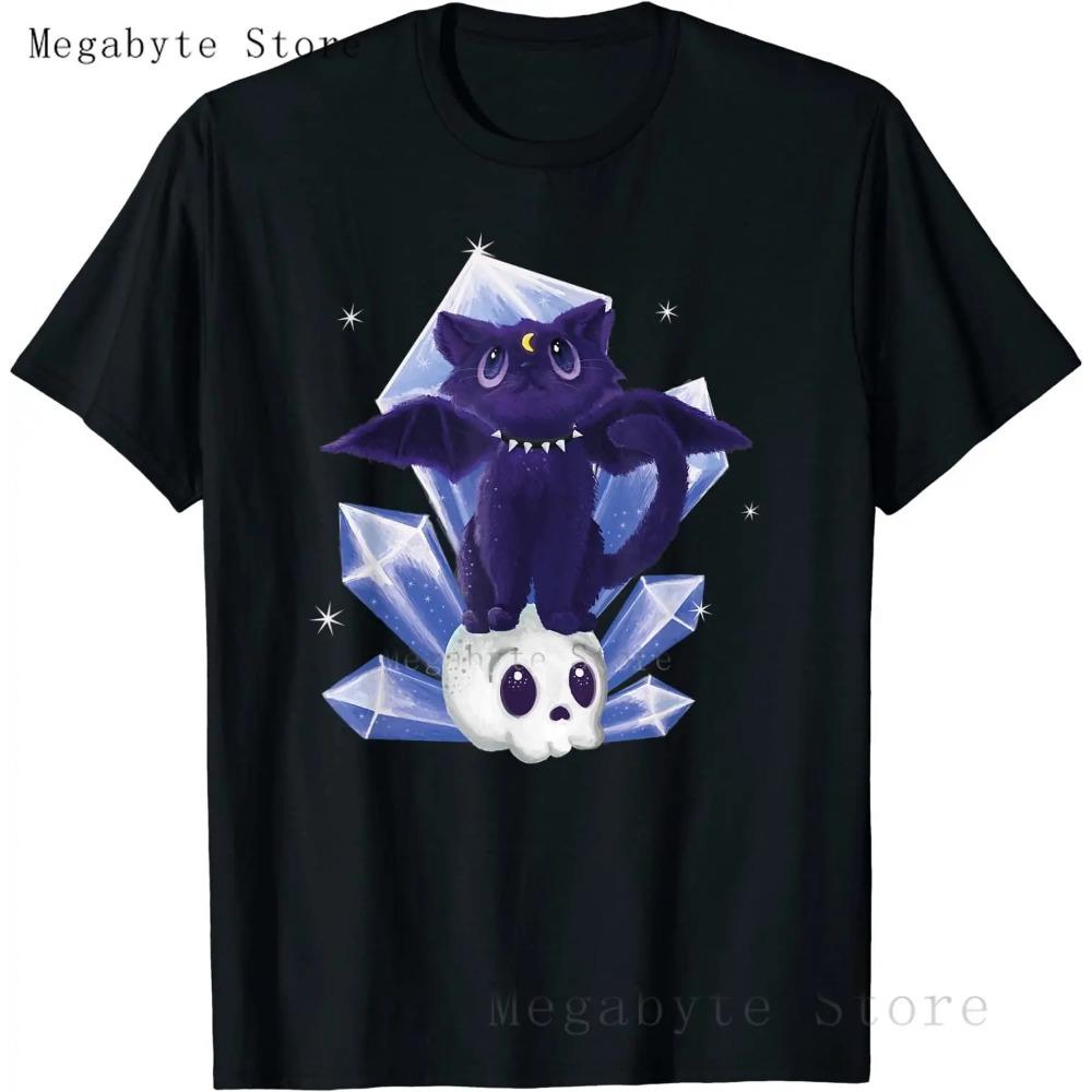 Pastel Goth T Shirt Men Women Kawaii Cartoon Gothic Cat Clothes Harajuku Shirt Unisex Graphic Tees Female Hip Hop T-shirt Male