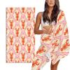 Cute Cartoon Lobster Print Beach Towel, Fun Seafood Art Quick-Dry Sand-Free Microfiber Bath Towel for Swimming, Gym and Travel