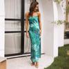 Spring and Summer New Style Elegant Lady Satin Backless Tube Top Dress Print