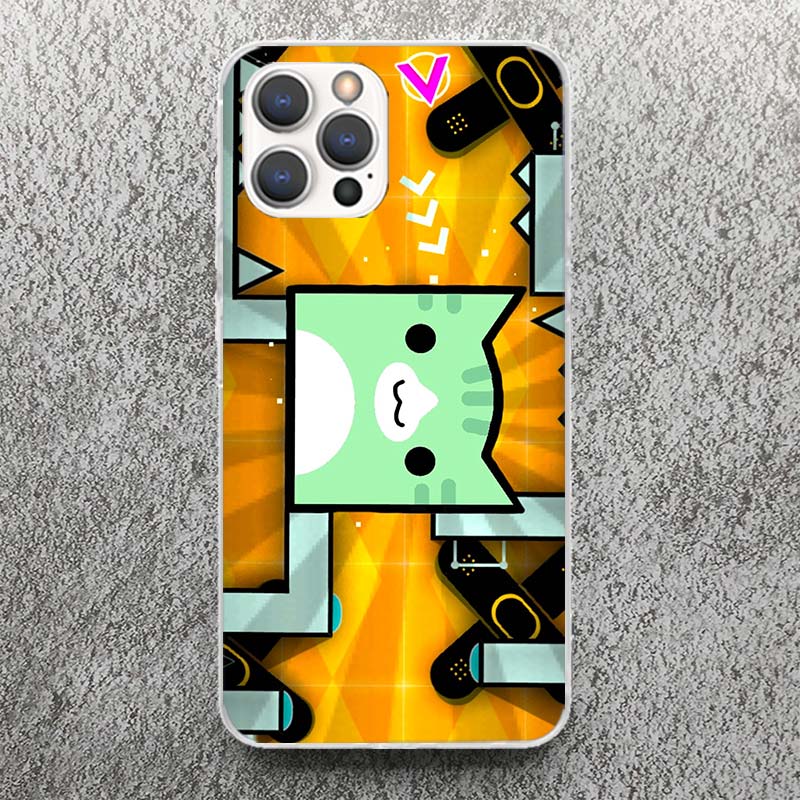 Custodia morbida con stampa del gioco Geometry Dash per iPhone 17 Air 16 16E 15 14 Plus 13 Mini 12 11 Pro Max Cover con motivo per telefono SE 7 8
