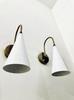 Brass Wall Sconce: Mid Century White Cone Lamp, Adjustable Diabolo Light