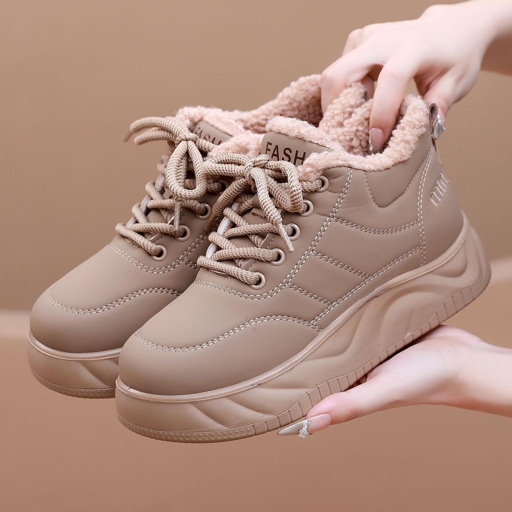 Damen Winter Plus Samt Warme Baumwollschuhe Mode Dicksohlige Sportliche Freizeit Damen Höhenverstärkende Winterschuhe