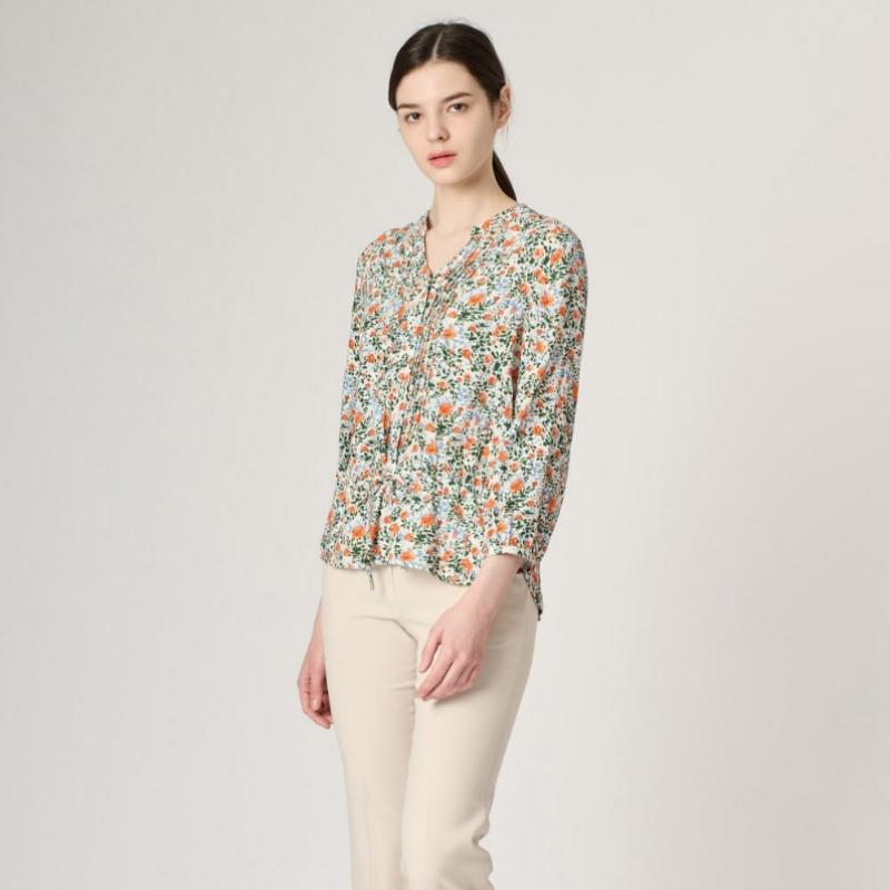 Bcbg Print Pintuck Blouse B4m3b473